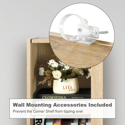 Union Rustic Wall Corner Bookcase Tall Bookshelf Storage Organizer 5